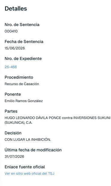 Otro ejemplo: los datos de la sentencia 000410 y su enlace a la Fuente oficial. Esta captura es distinta del ejemplo de cita contiguo.
